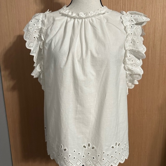 DRIFTWOOD White Ruffle Eyelet Top, Size XL (v) - Picture 3 of 8